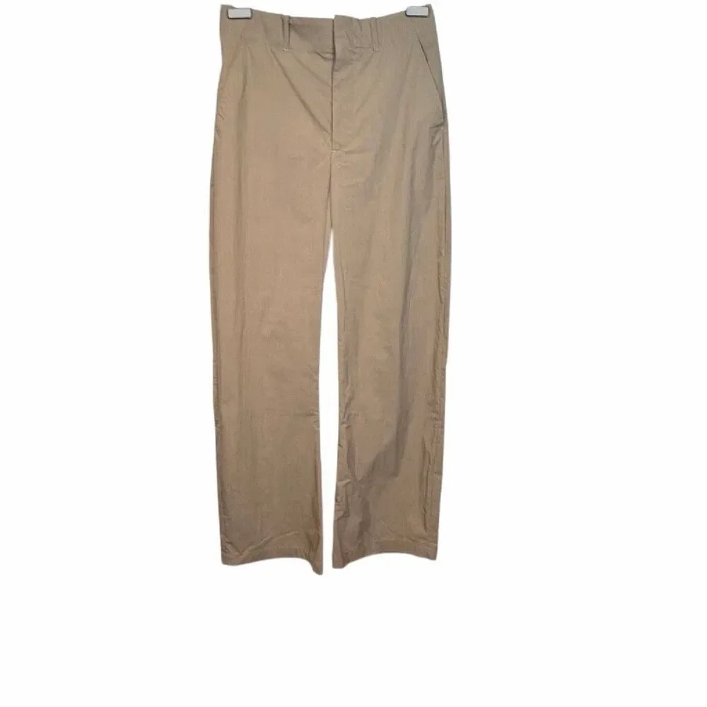 NWT Zara Straight Leg Lightweight Khaki Pants High Rise Stretch Casual Trousers